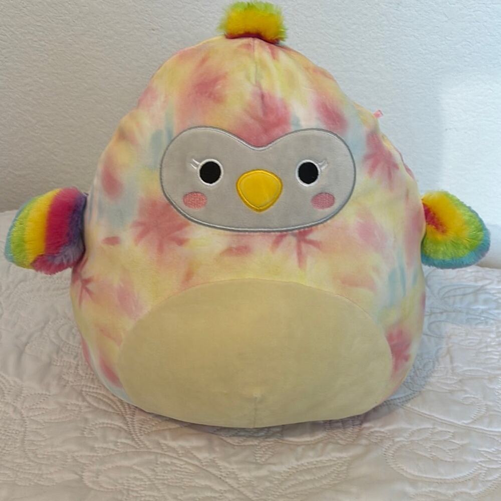 Squishmallow Carmella Toucan Plush 12” Tie Dye Rainbow Stuffed Animal Chick